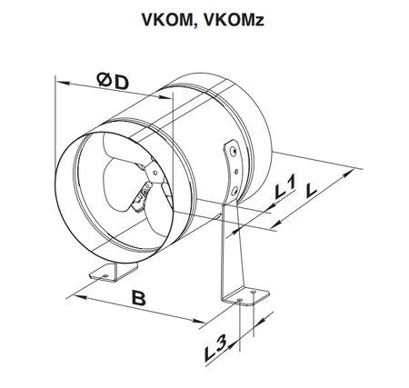 VENTS Wentylator kanałowy BKOMz 200; średnica: Ø208mm; wydajność: 405m³/h; 43W 230V AC IP24