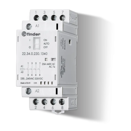 FINDER Stycznik modułowy 4NO 25A wskaźnik zadziałania LED napięcie cewki: 24V AC/DC