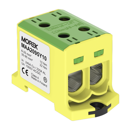 MOREK OTL95-2 kolor żółto-zielony 2xAl/Cu 6-95mm2  1000V Zacisk uniwersalny